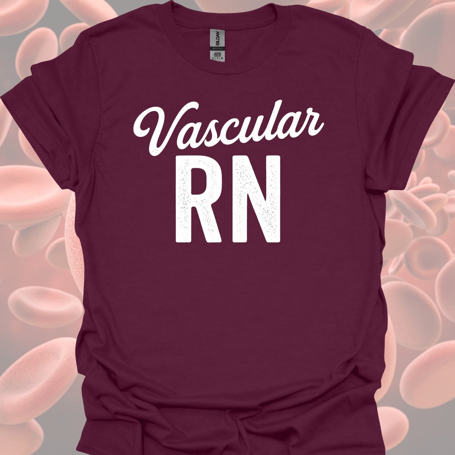 Vascular RN T-Shirt – Vascular Nurses Keep It Flowing-Maroon-Health Gear Shop