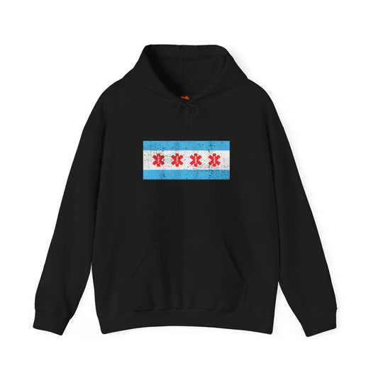 Chicago Flag Pride Medical Hoodie-Black-Health Gear Shop