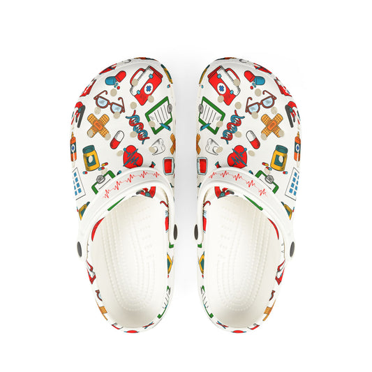 Medical Motif EVA Foam Rubber Clogs – Lightweight Shoes for Healthcare Workers