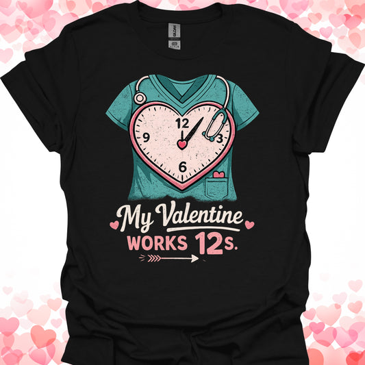 My Valentine Works 12s Nurse T-Shirt-Black-Health Gear Shop