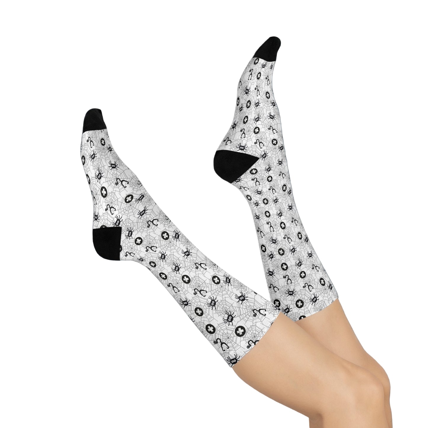 Spooky Spider Halloween Medical Cushioned Crew 3/4 Length Sock -Health Gear Shop