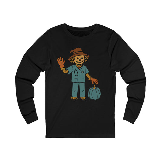 Scarecrow in Scrubs Autumn Halloween Long-Sleeve T-Shirt