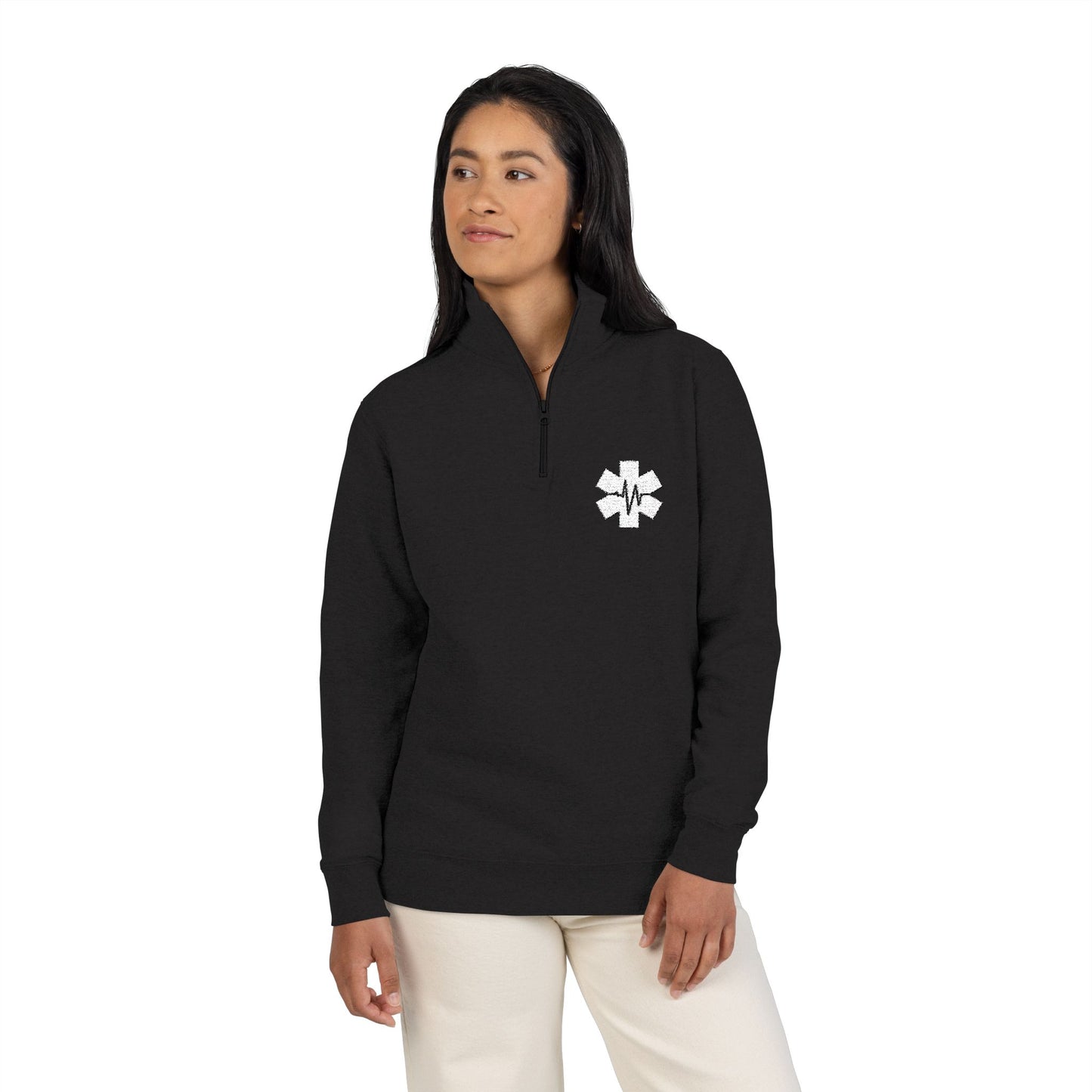 EMS EMT Paramedic First Responder Embroidered Fleece Quarter-Zip Pullover