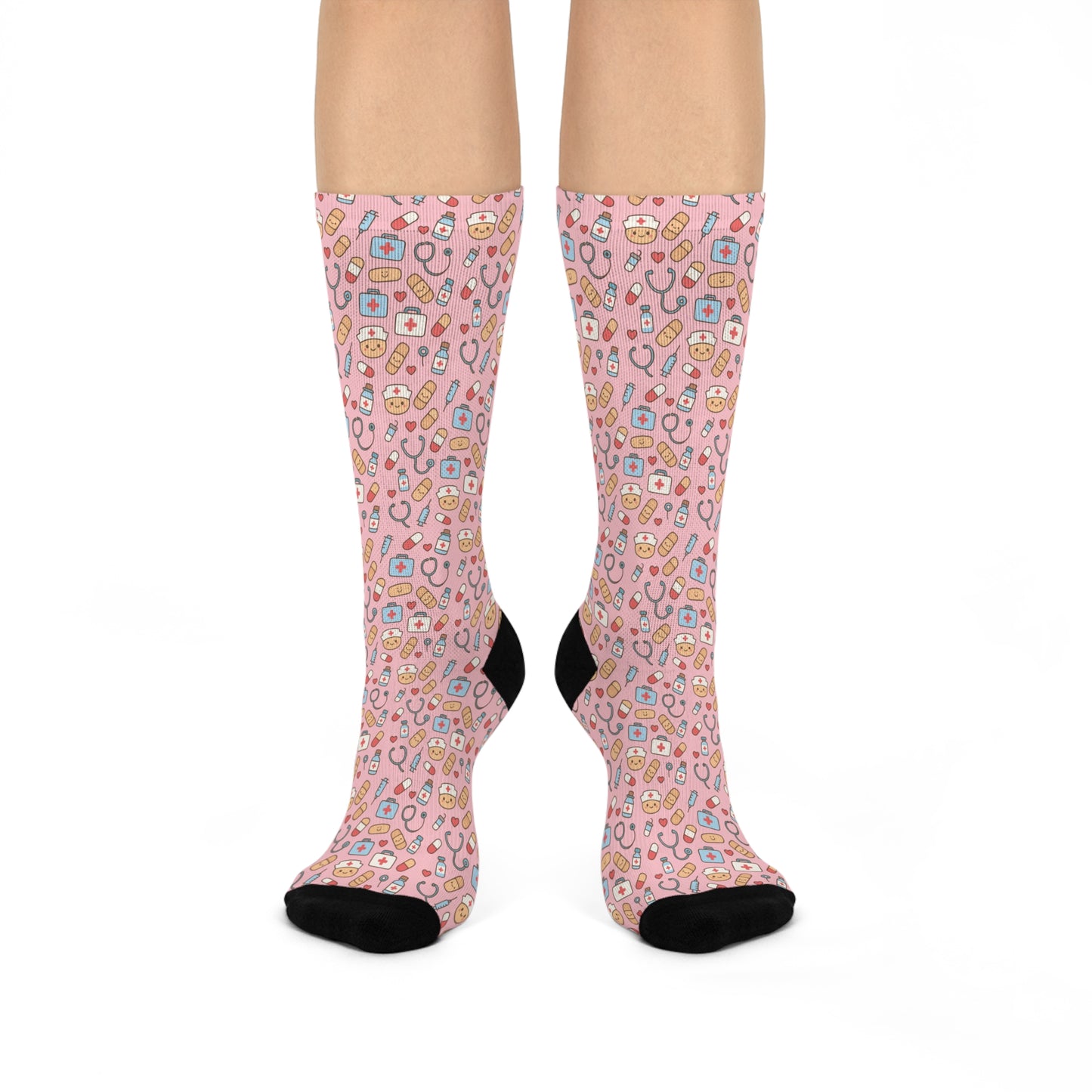 Cute Nurse RN Cushioned Crew 3/4 Length Sock-Health Gear Shop
