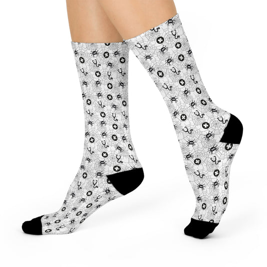 Spooky Spider Halloween Medical Cushioned Crew 3/4 Length Sock -Health Gear Shop