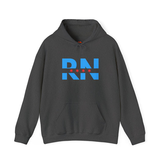 RN Nurse Chicago Flag Medical Hoodie-Dark Heather-Health Gear Shop