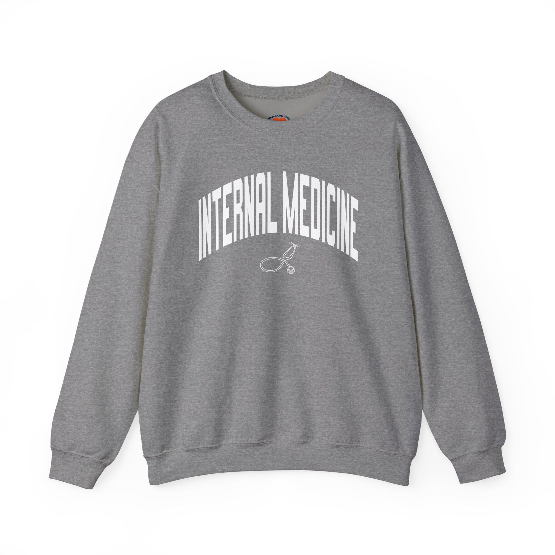 Varsity Internal Medicine Crewneck Sweatshirt-Graphite Heather-Health Gear Shop