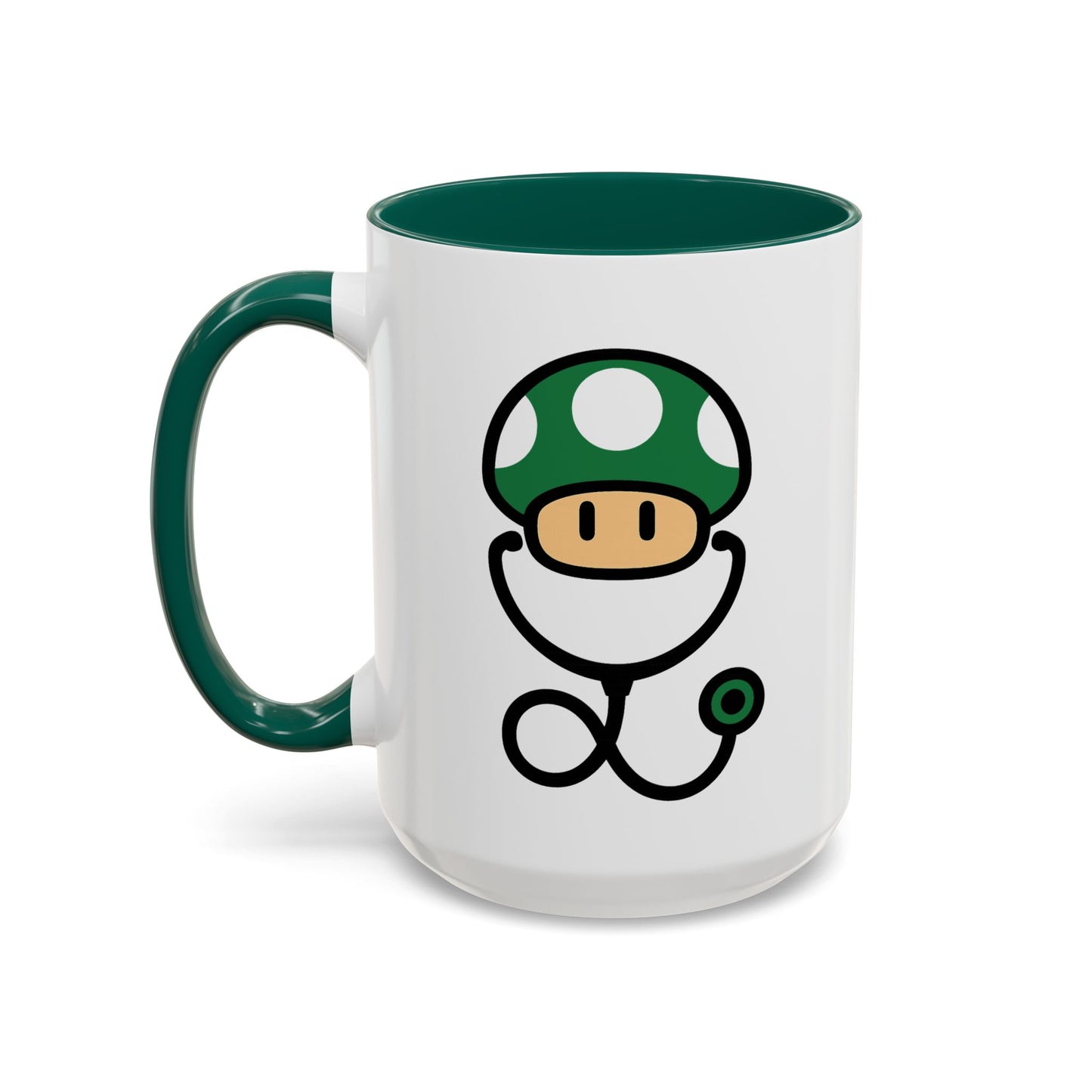 Power Up Mushroom Medical Coffee Mug - 15 oz. Green