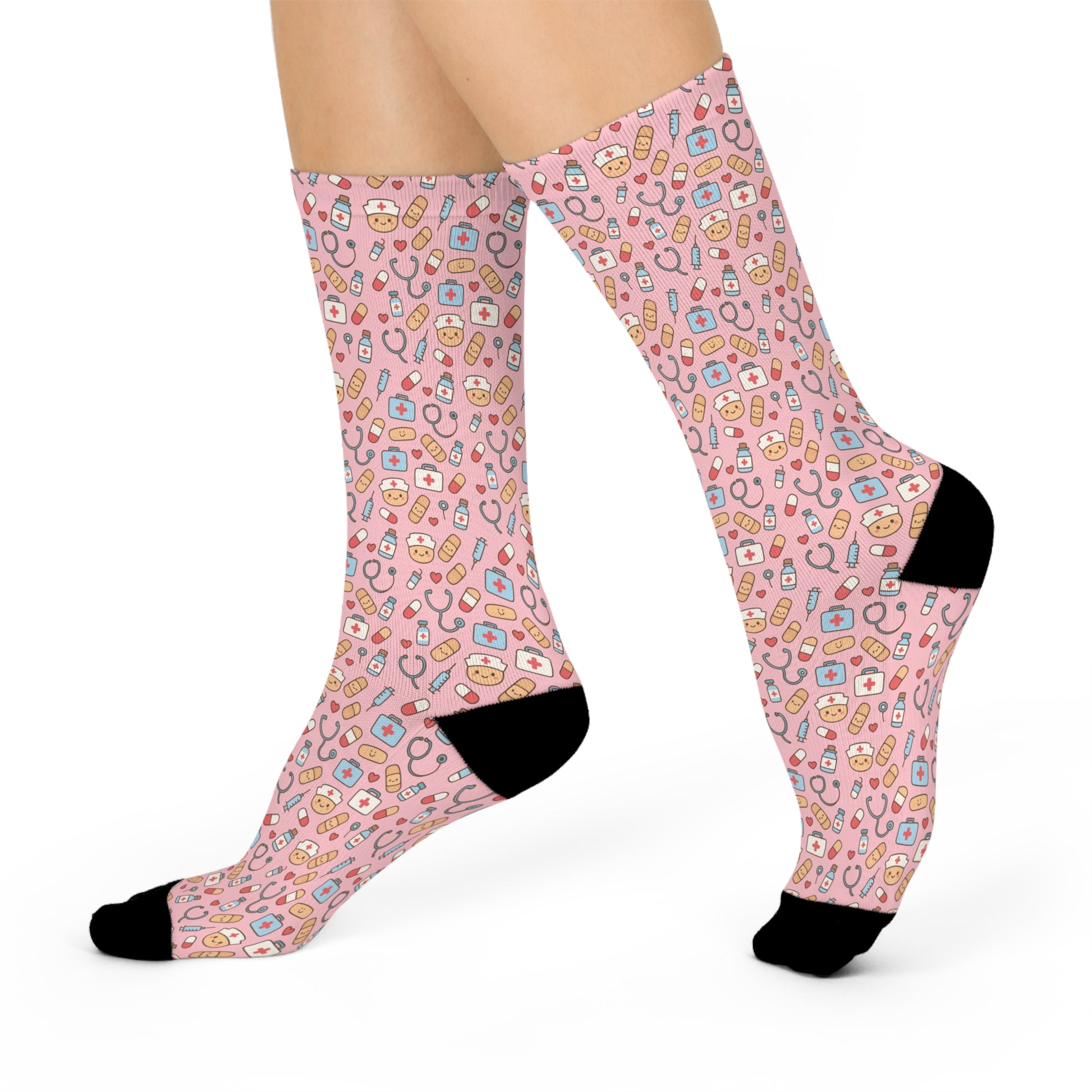 Cute Nurse RN Cushioned Crew 3/4 Length Sock-Health Gear Shop