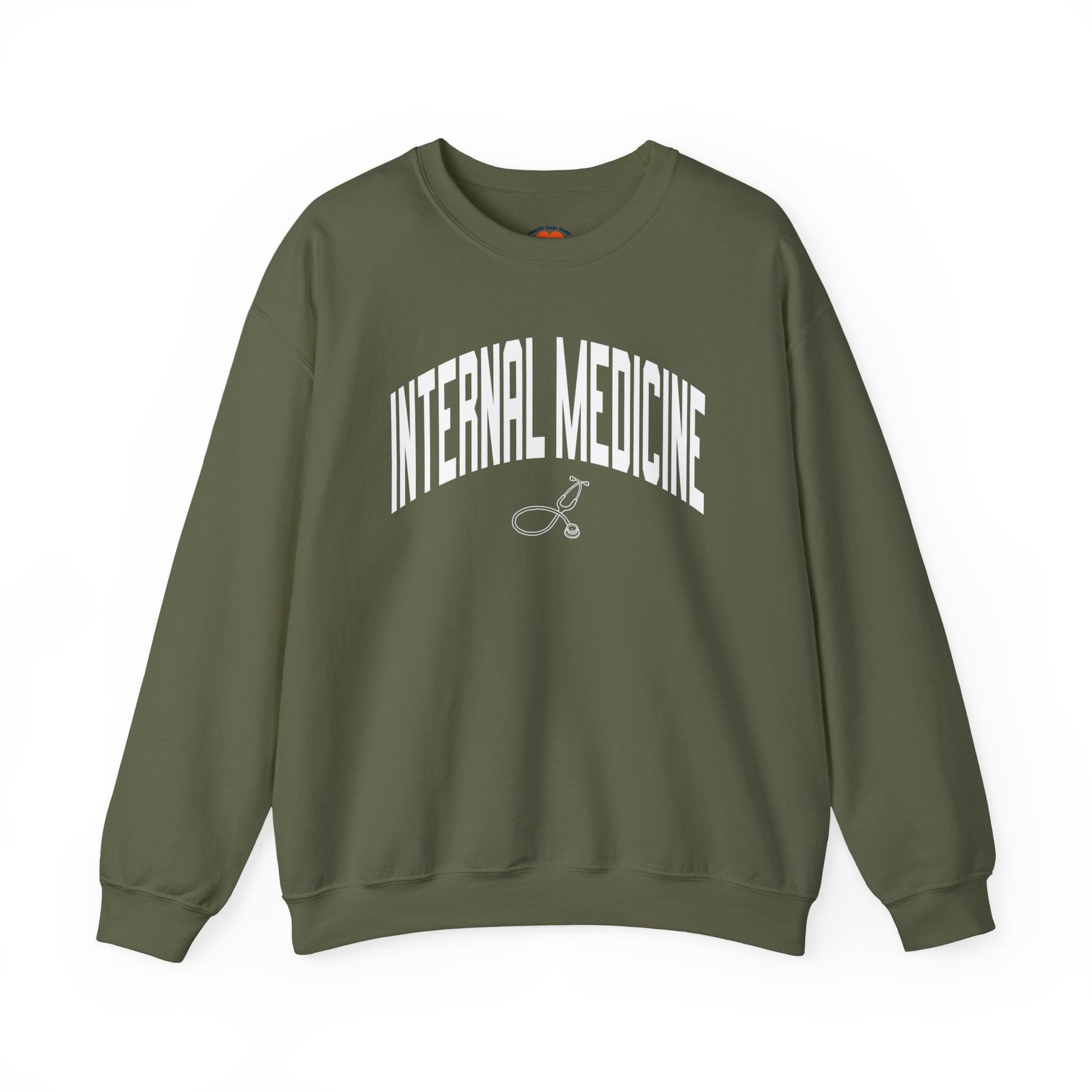 Varsity Internal Medicine Crewneck Sweatshirt-Military Green-Health Gear Shop
