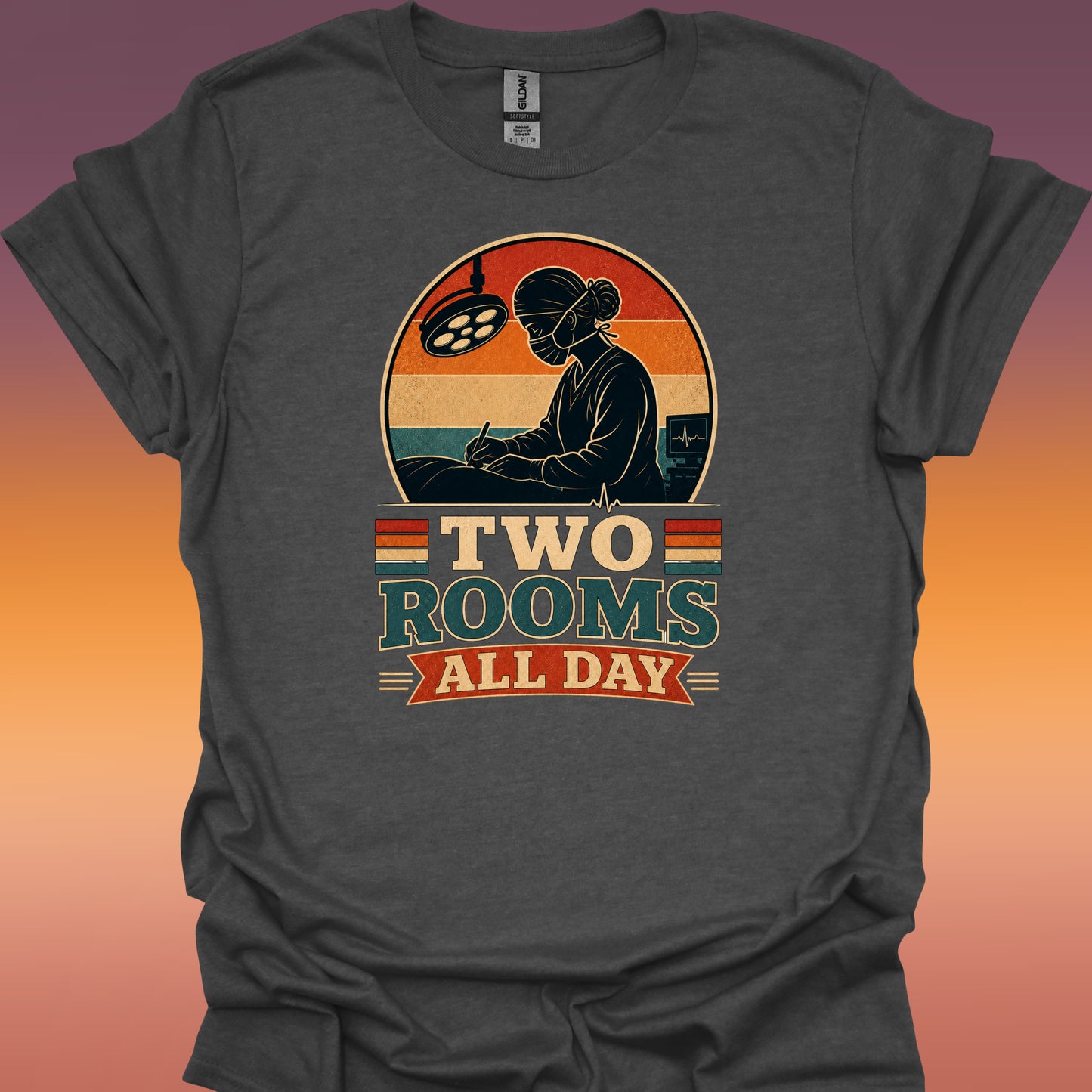 Two Rooms All Day Surgery T-Shirt Female — Vintage Surgeon Operating Room Retro Tee