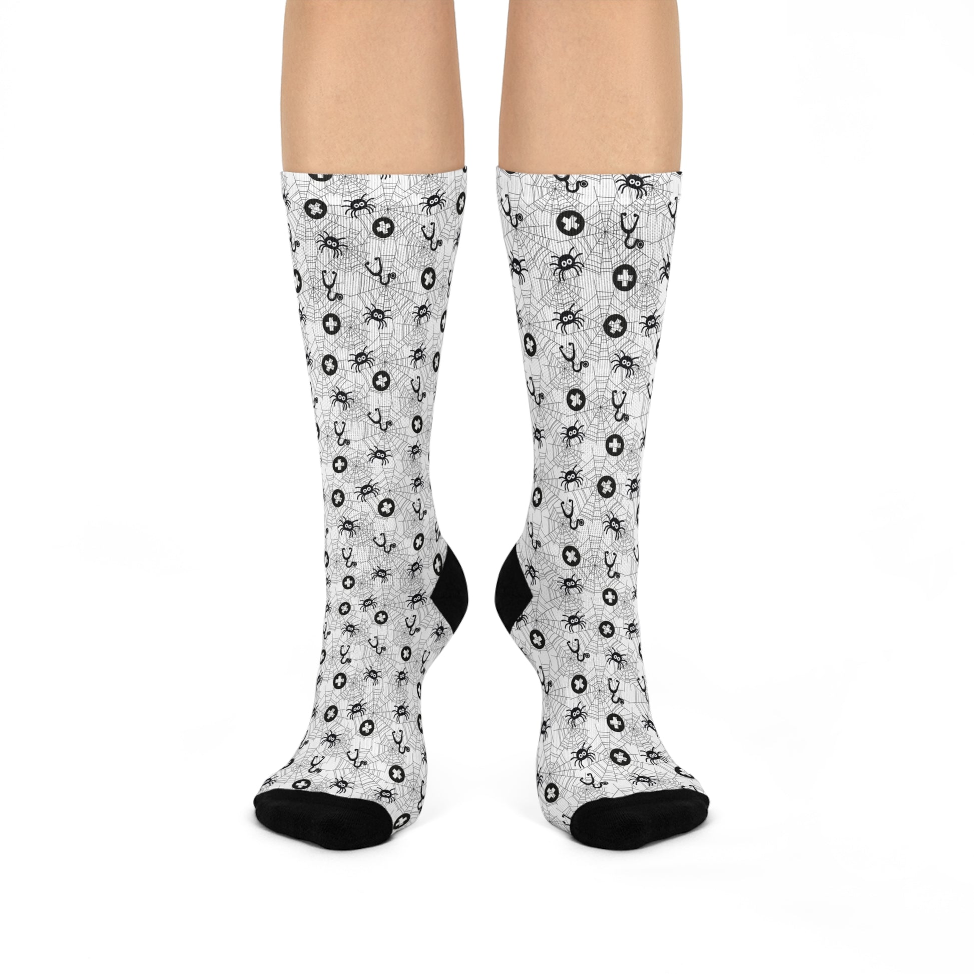 Spooky Spider Halloween Medical Cushioned Crew 3/4 Length Sock One size-Health Gear Shop