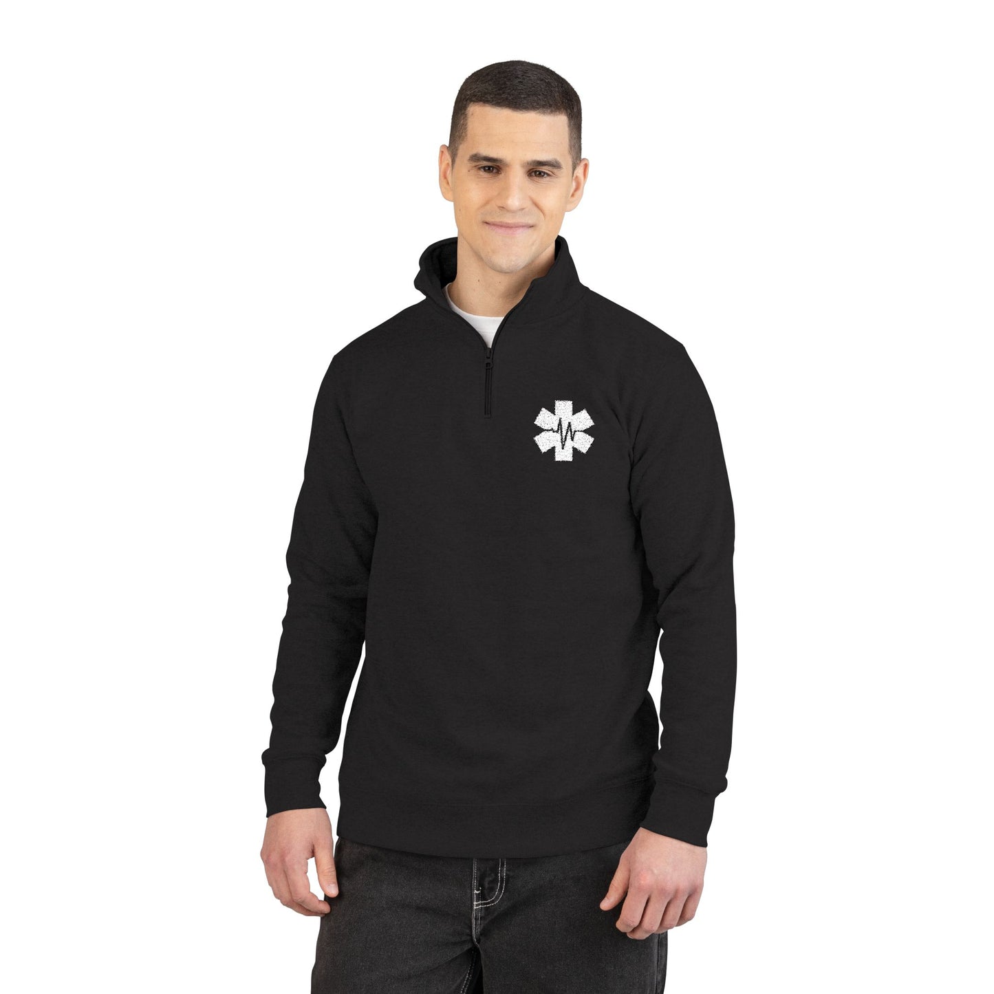 EMS EMT Paramedic First Responder Embroidered Fleece Quarter-Zip Pullover
