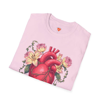 Anatomical Heart Floral Tee — Botanical Medical Heart T-Shirt-Health Gear Shop