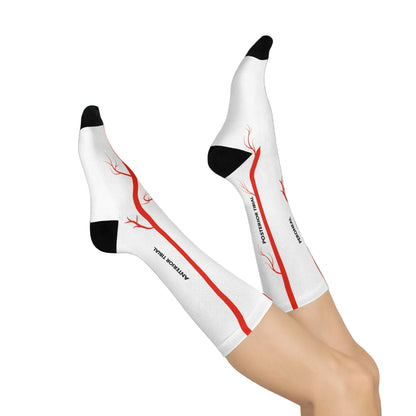 Pedal Artery Anatomy Vascular Surgery Cushioned Crew 3/4 Length Sock White-Health Gear Shop