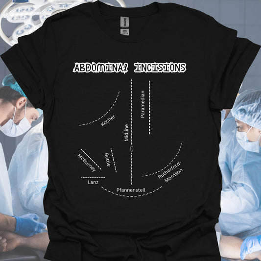 Abdominal Incisions General Surgery Medical Gift T-Shirt-Black-Health Gear Shop