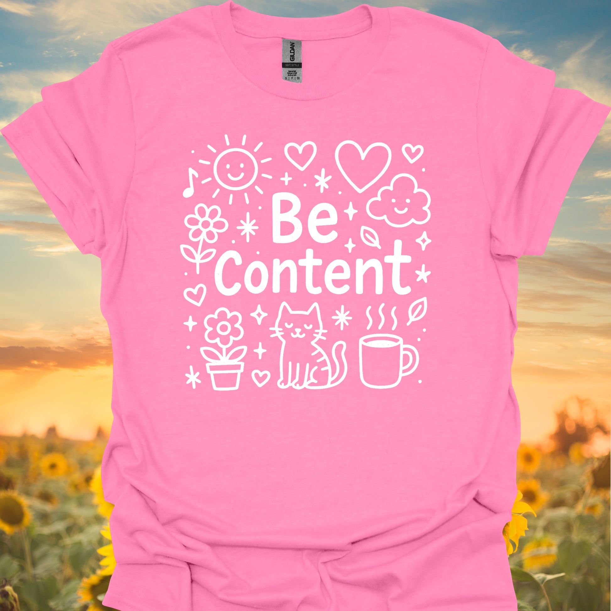 Be Content Positive Affirmation Mental Health Wellness T-Shirt-Azalea-Health Gear Shop