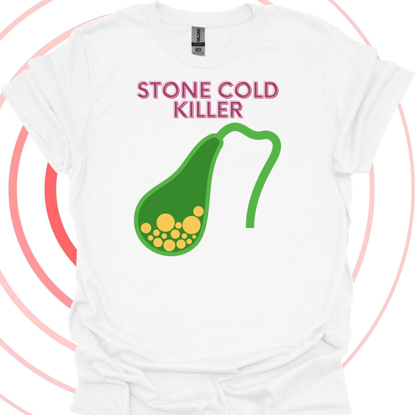 Stone Cold Gallbladder Surgery T-Shirt in White – funny medical t-shirt, nurse and doctor gift for healthcare