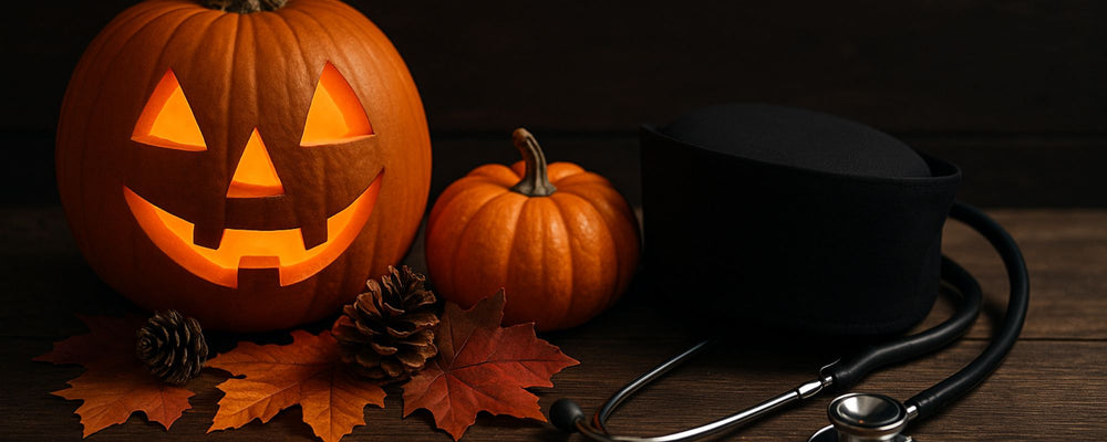 halloween pumpkin and stethoscope