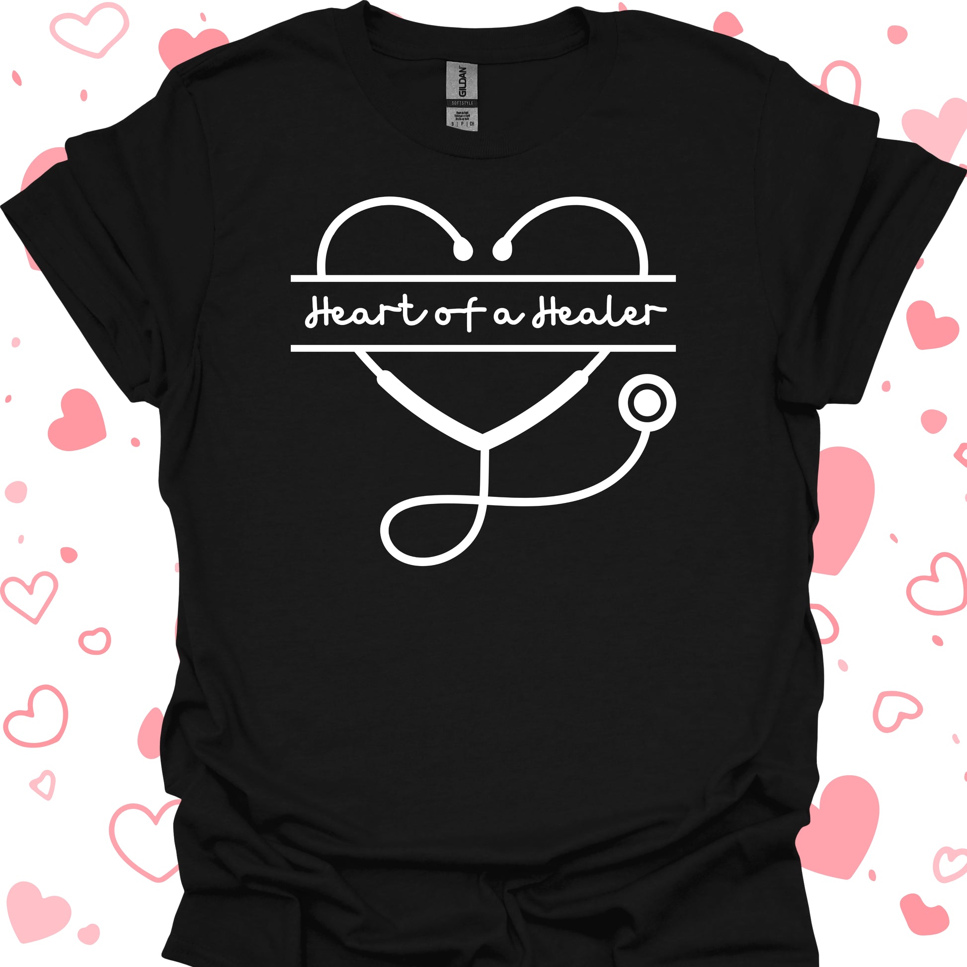 Heart of a Healer T-Shirt – For Compassionate Healthcare Workers-Black-Health Gear Shop