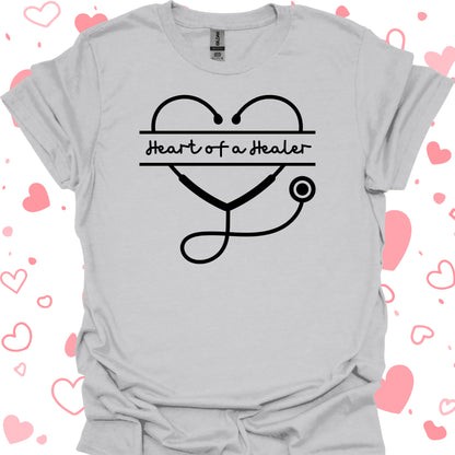 Heart of a Healer T-Shirt – For Compassionate Healthcare Workers-Ice Grey-Health Gear Shop