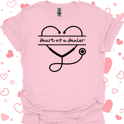 Heart of a Healer T-Shirt – For Compassionate Healthcare Workers-Light Pink-Health Gear Shop