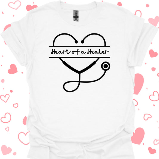 Heart of a Healer T-Shirt – For Compassionate Healthcare Workers-White-Health Gear Shop