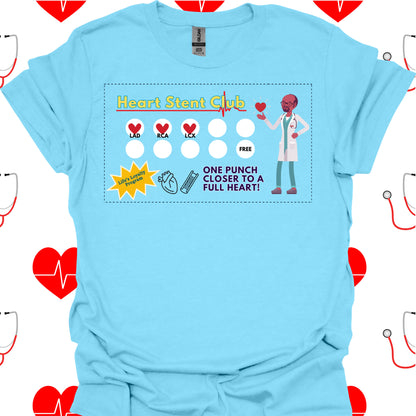 Heart Stent Club Heart Attack Recovery Cardiology Medical Humor T-Shirt in Sky – funny medical t-shirt, nurse and doctor gift for healthcare