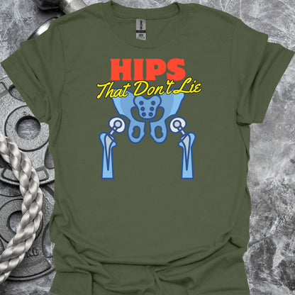 Hip Surgery Replacement Recovery T-Shirt – Celebrate Healing in Military Green – funny medical t-shirt, nurse and doctor gift for healthcare