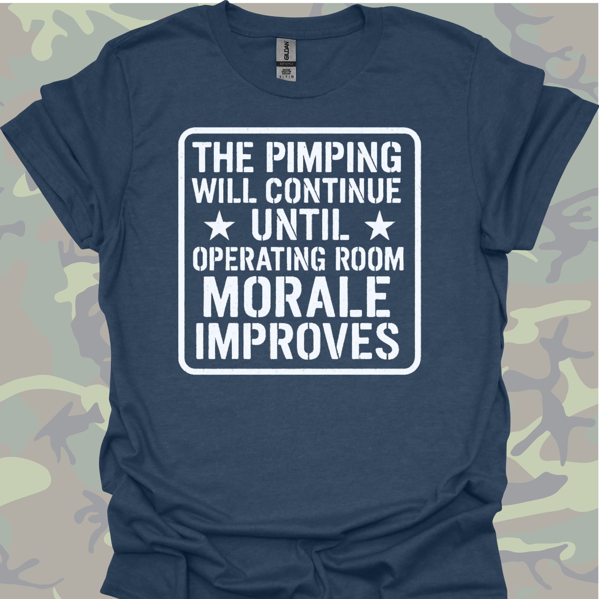 Surgery Resident Military Style Medical Humor T-Shirt-Heather Navy-Health Gear Shop