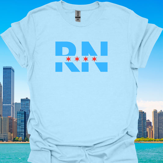 RN Nurse Chicago Flag Medical T-Shirt-Light Blue-Health Gear Shop