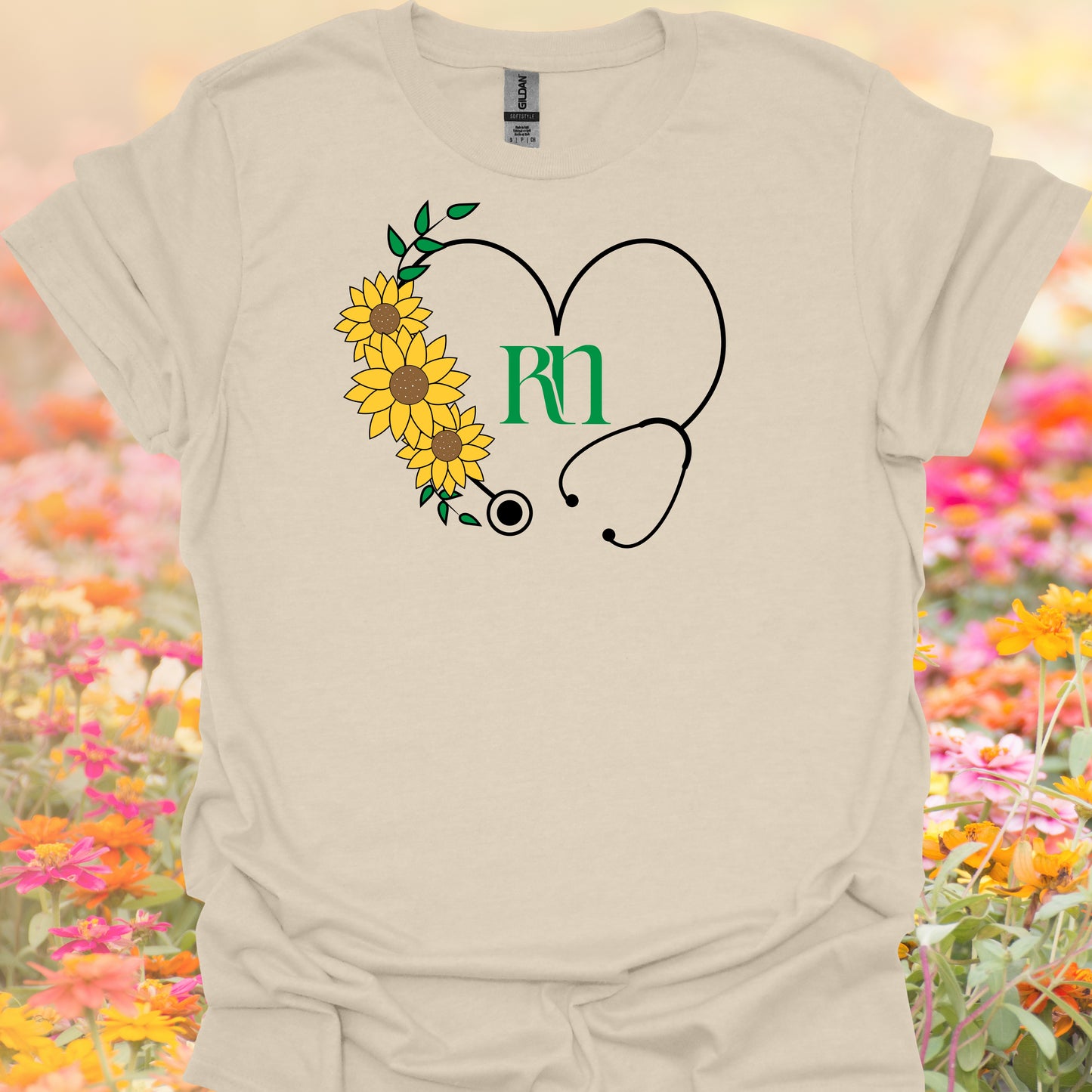 Floral RN Nurse Stethoscope T-Shirt