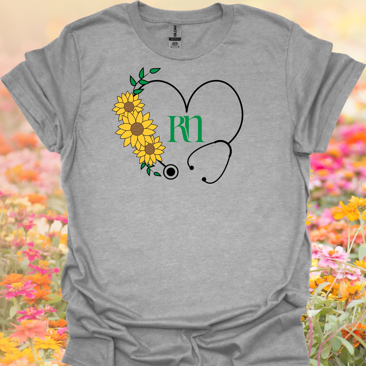 Floral RN Nurse Stethoscope T-Shirt