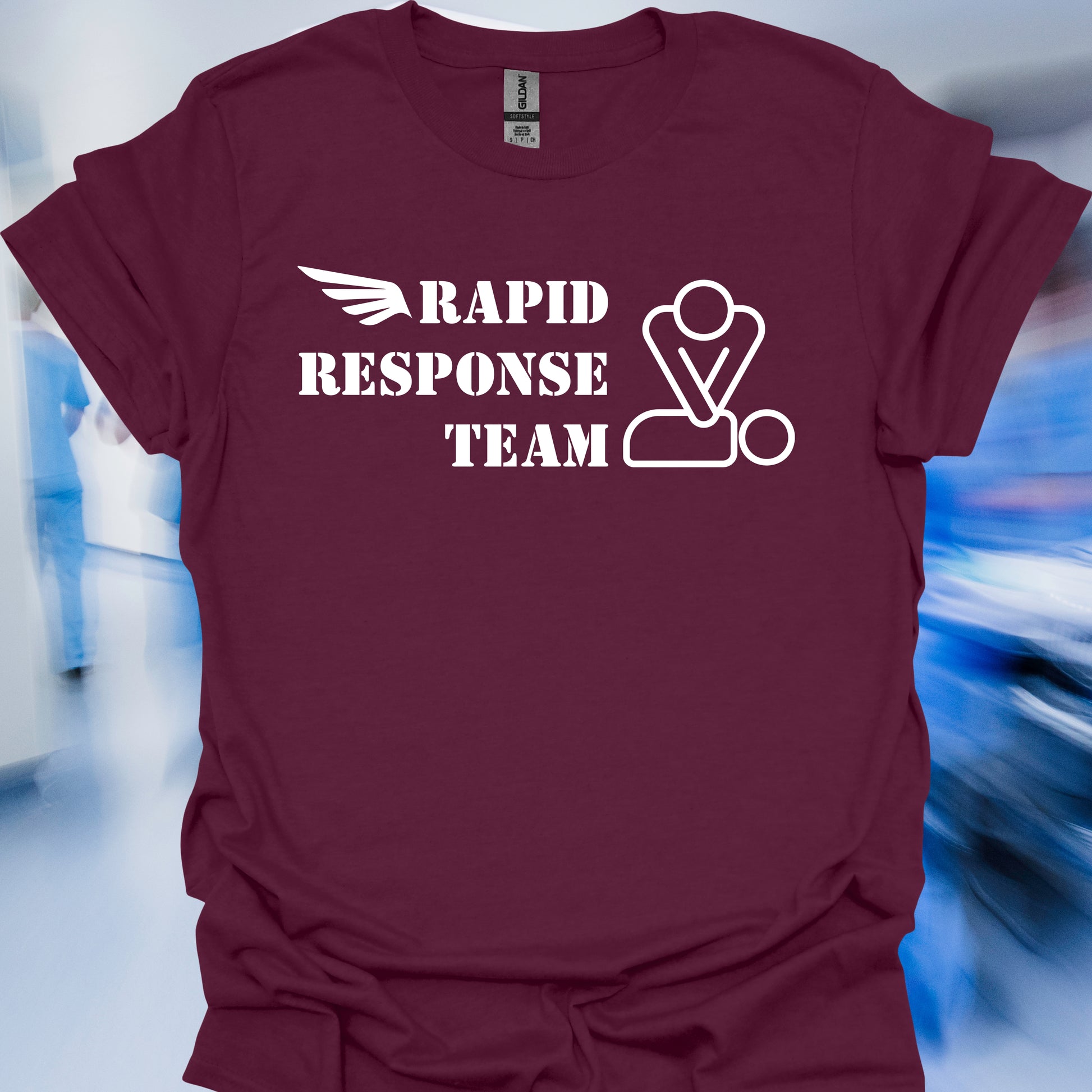 Rapid Response Team Rescue T-Shirt – Code Blue Crew Edition-Maroon-Health Gear Shop