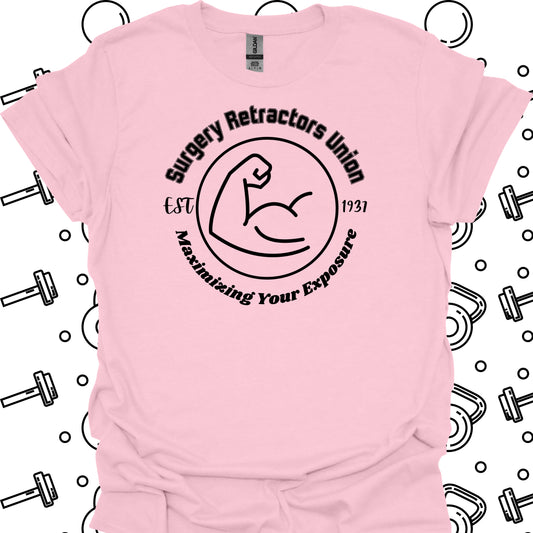 Surgical Retractors Union Surgery Humor T-Shirt-Light Pink-Health Gear Shop