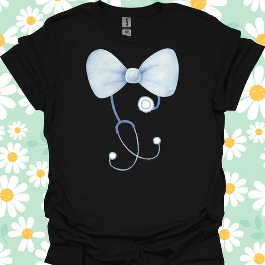 Stethoscope Bow Cute T-Shirt-S-Health Gear Shop