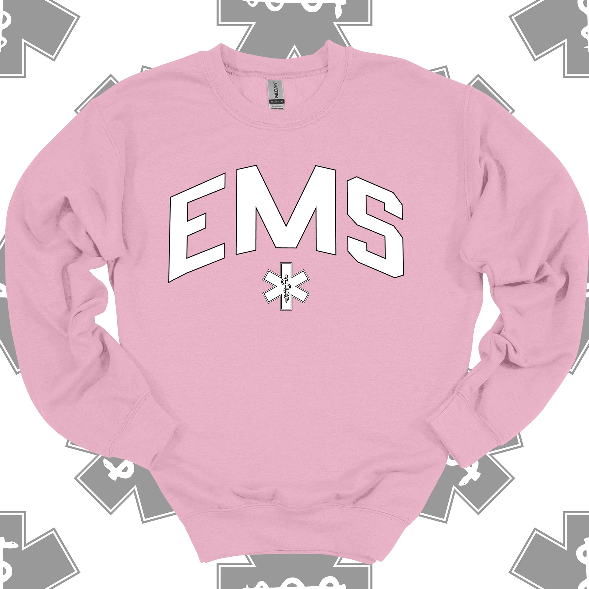 Varsity EMS Crewneck Sweatshirt in Light Pink – Gift for First Responders