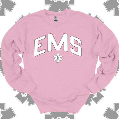 Varsity EMS Crewneck Sweatshirt in Light Pink – Gift for First Responders