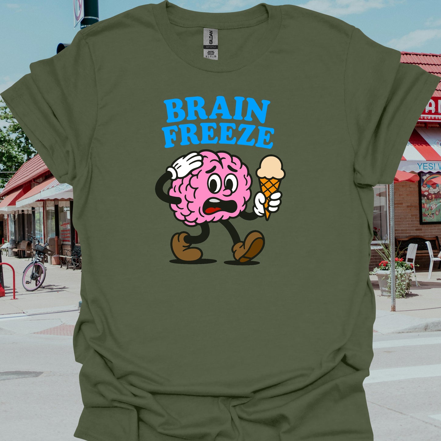 Brain Freeze Summer Neurology T-Shirt-Military Green-Health Gear Shop