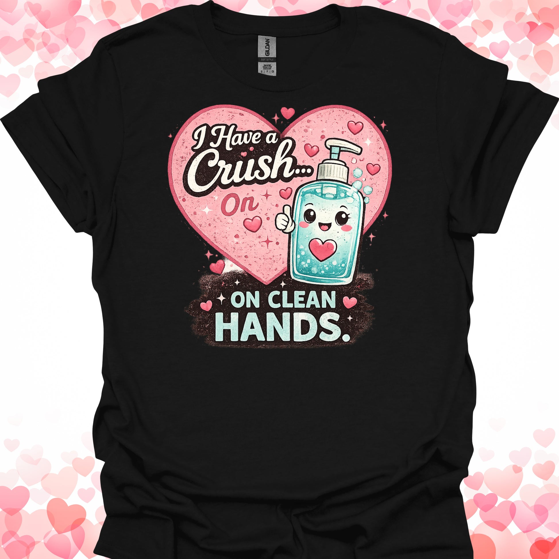 Crush on Clean Hands Valentine's Day Nurse T-Shirt-Health Gear Shop