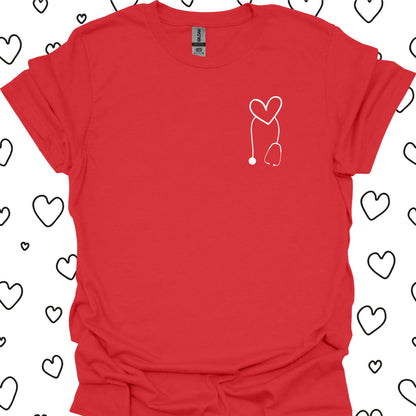Heart Stethoscope Minimalist T-Shirt-Red-Health Gear Shop