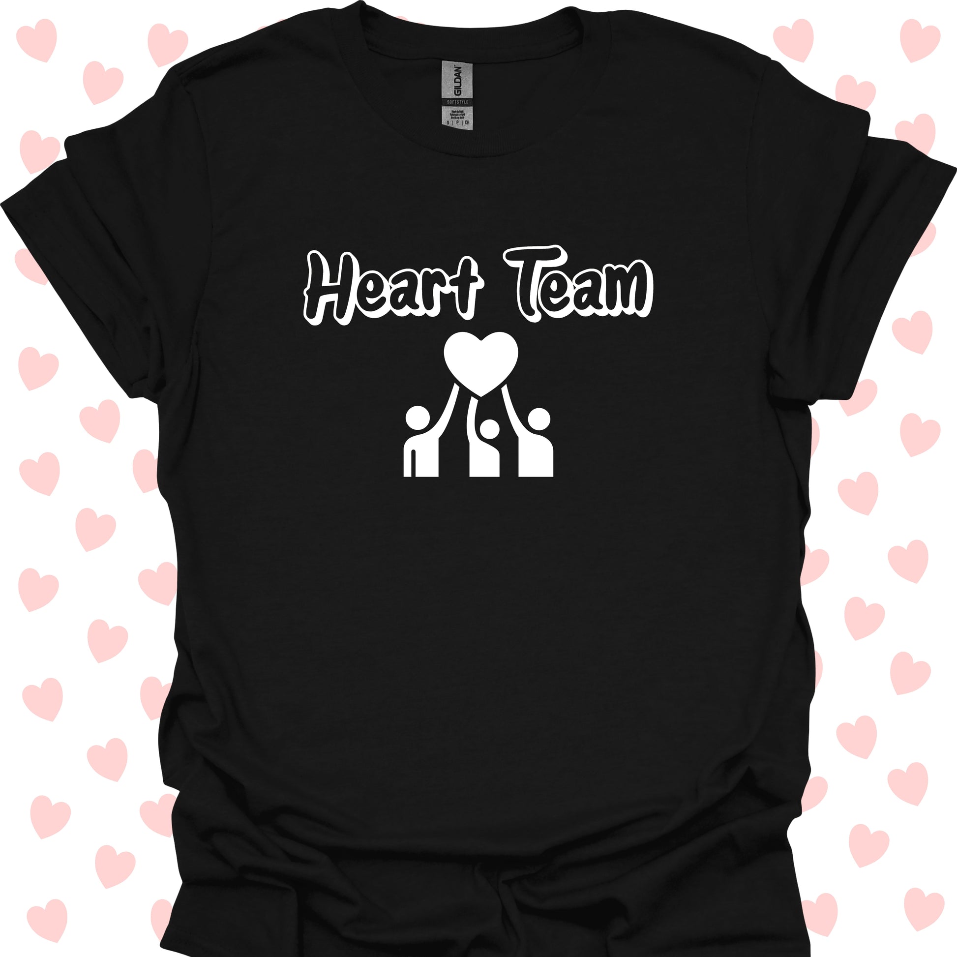 Heart Team Cardiac Surgery & Cardiology T-Shirt – Motivational Comfort for Healthcare Heroes-Black-Health Gear Shop