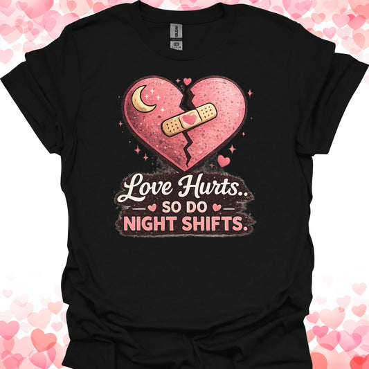 Love Hurts Valentine's Day Nurse T-Shirt-Black-Health Gear Shop