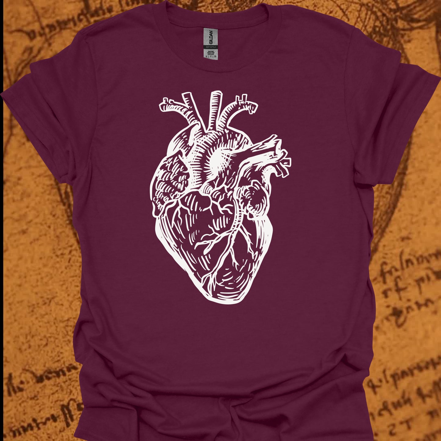 Minimalist Human Heart T-Shirt – Anatomical Sketch Design