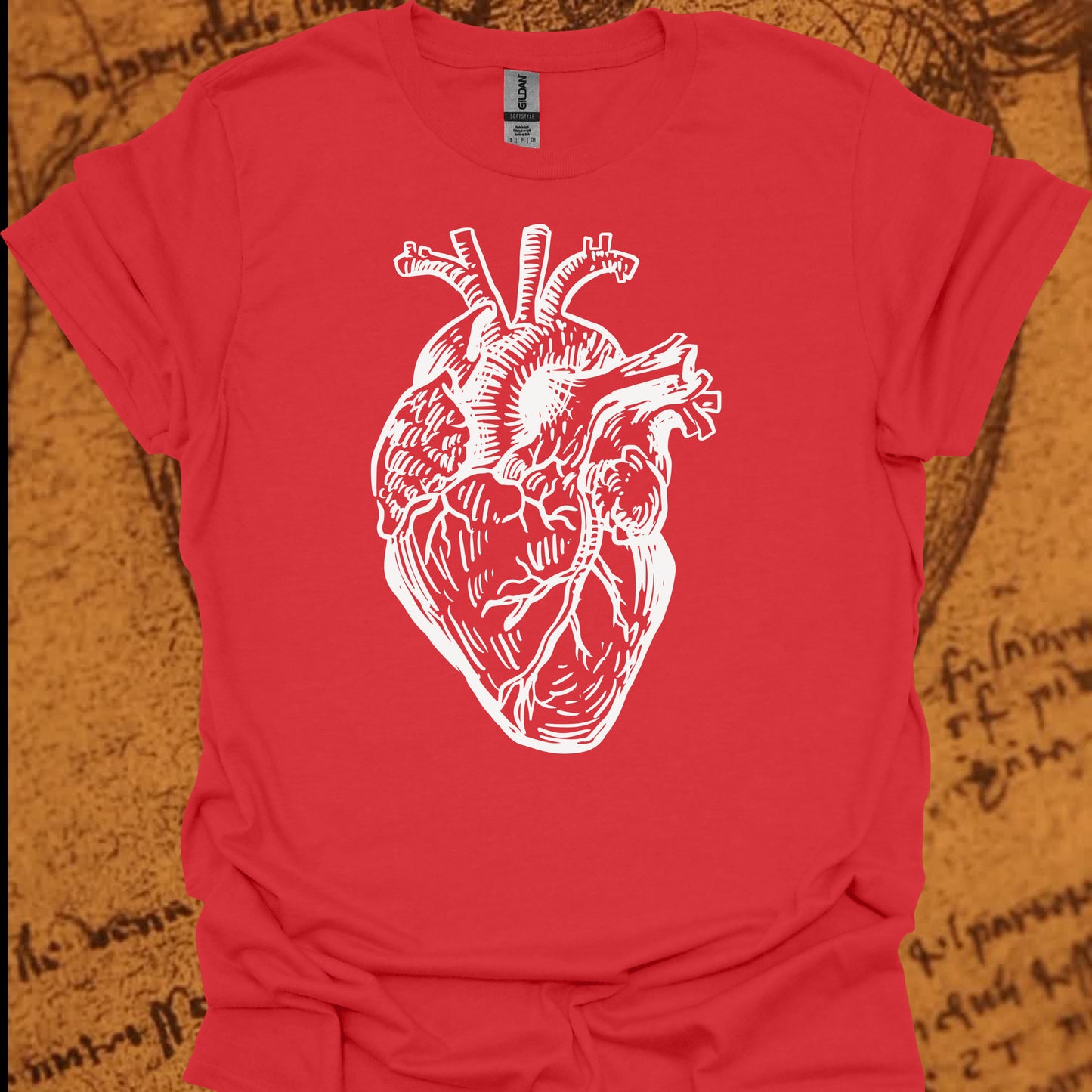Minimalist Human Heart T-Shirt – Anatomical Sketch Design