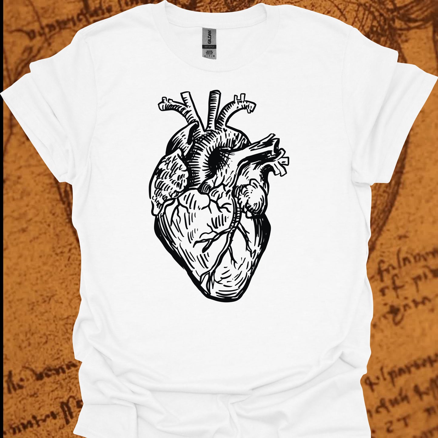 Minimalist Human Heart T-Shirt – Anatomical Sketch Design