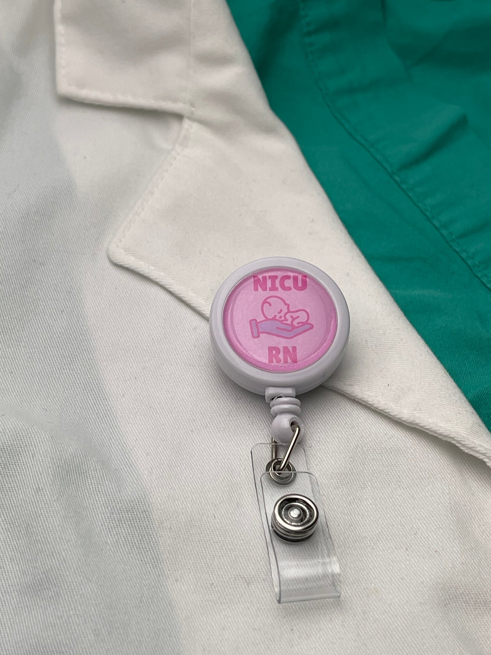 NICU Neonatal Nurse Pink ID Badge Reel-Health Gear Shop