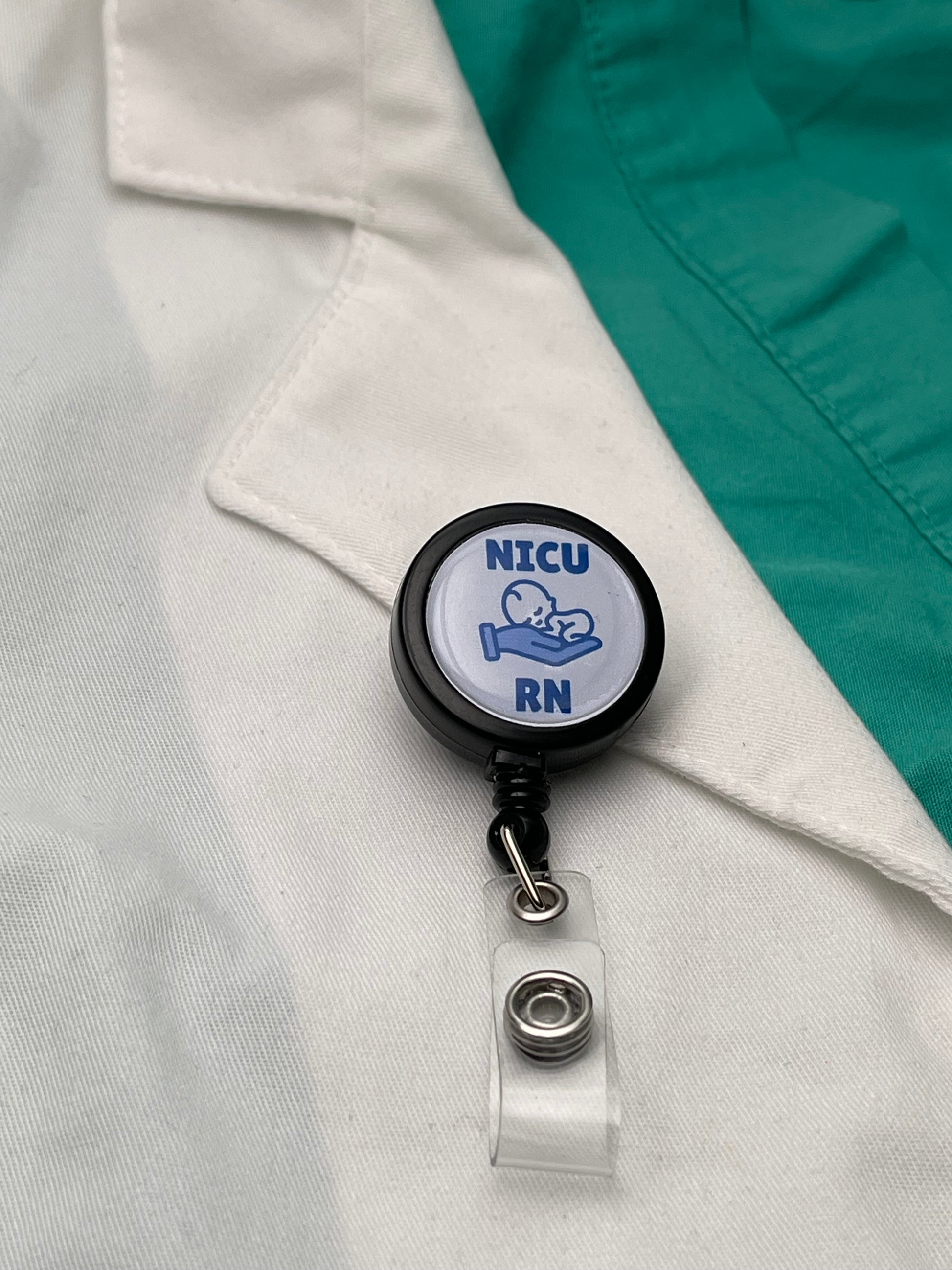 NICU Neontal Nurse Blue ID Badge Reel-Health Gear Shop