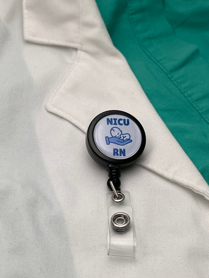 NICU Neontal Nurse Blue ID Badge Reel-Health Gear Shop
