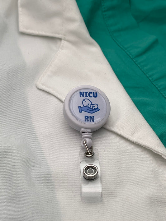 NICU Neontal Nurse Blue ID Badge Reel-Health Gear Shop